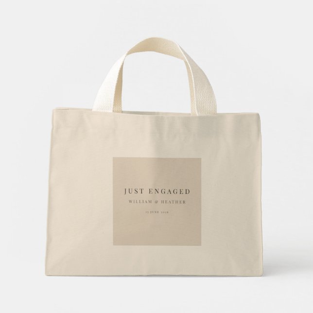 Bolso De Tela Diminuto Minimal Just Engaged Tote Bag | Natural Linen (Reverso)