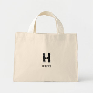 BOLSO DE TELA DIMINUTO MINIMALISTA NEGRA MONOGRAMA DE UNA LETRA NOMBRE NA