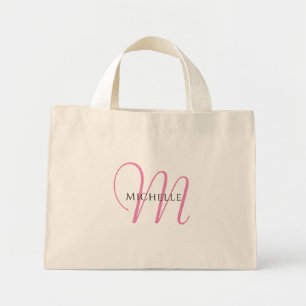 Bolso De Tela Diminuto Modern Tote Bags Letra Inicial Plantilla Monograma