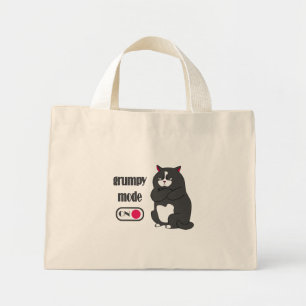Bolso De Tela Diminuto Modo gruñón en gato gordo gracioso