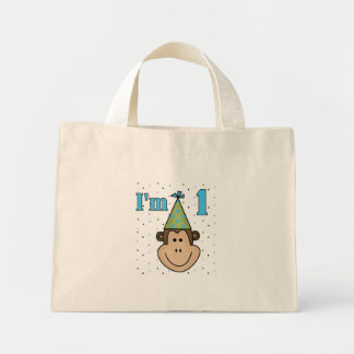 Bolso De Tela Diminuto Mono en Fiesta Gorra camisetas de cumpleaños 1