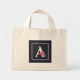 Bolso De Tela Diminuto Monograma A en rosa blanco y hojas gris oscuro