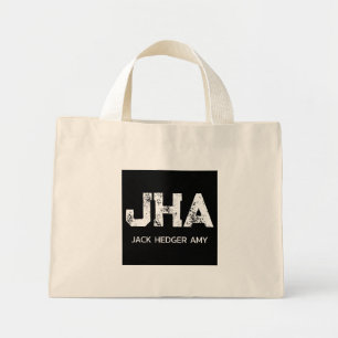 BOLSO DE TELA DIMINUTO MONOGRAMA DE TRES LETRAS BLANCO NEGRO NATURAL