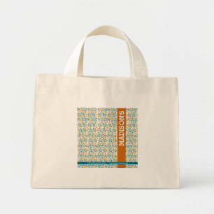 Bolso De Tela Diminuto Monograma y nombre floral personalizado