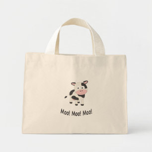 Bolso De Tela Diminuto Moo Moo Moo Cute Personalizado vaca