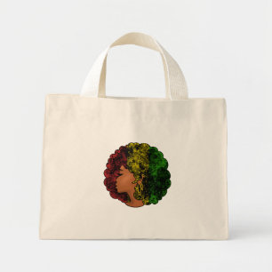 Bolso De Tela Diminuto Mujer negra rasta afro rojo amarillo verde