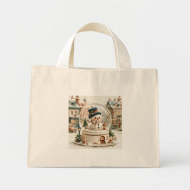 Bolso De Tela Diminuto Muñeco de nieve lindo en globo de nieve