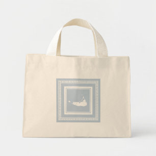 Bolso De Tela Diminuto Nantucket griego Key Tote azul y blanco