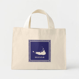 Bolso De Tela Diminuto Nantucket Island Tote Bag azul y blanco