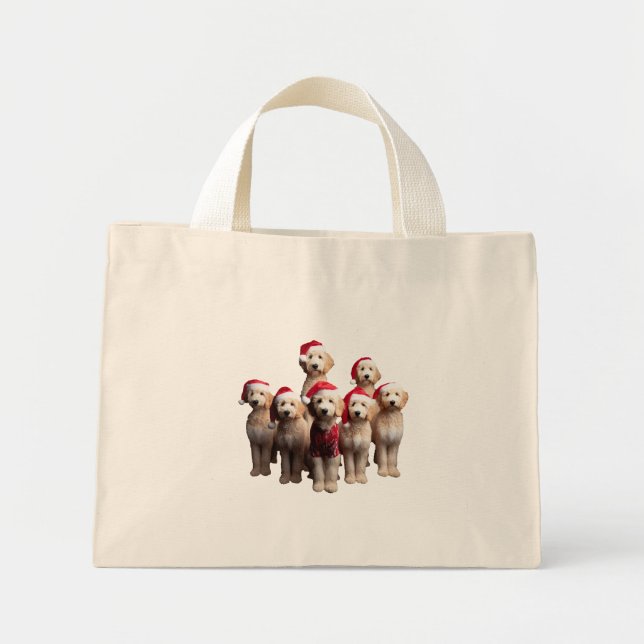 Bolso De Tela Diminuto Navidades Goldendoodle, perro de navidad (Frente)