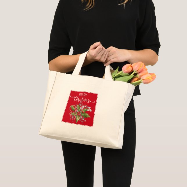 Bolso De Tela Diminuto Navidades Holly Branch Small Tote Bag (Anverso (producto))