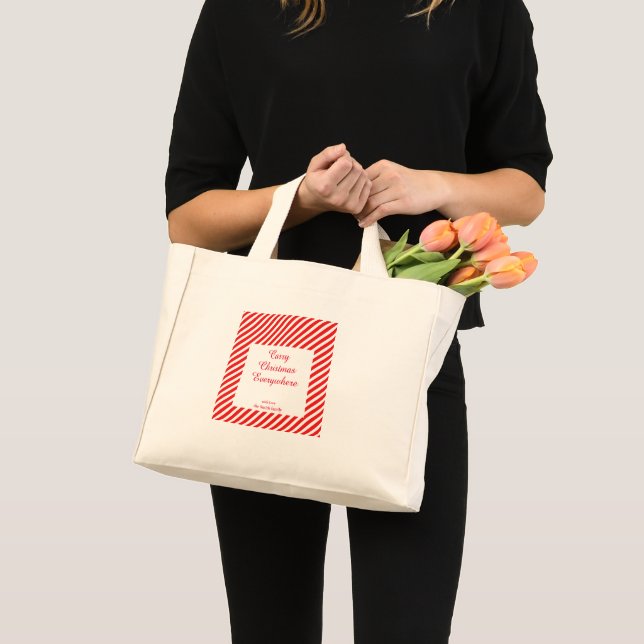 Bolso De Tela Diminuto Navidades rayas blancas y rojas (Anverso (producto))