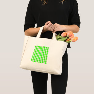 Bolso De Tela Diminuto Neon Green Gingham Pattern de Shirley Taylor Mini