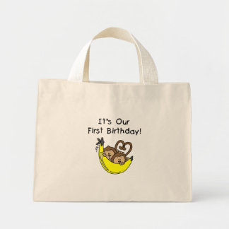 Bolso De Tela Diminuto Niños gemelos primer cumpleaños camisetas de mono