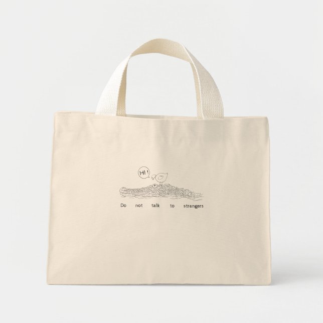 Bolso De Tela Diminuto No hables con extraños (Frente)