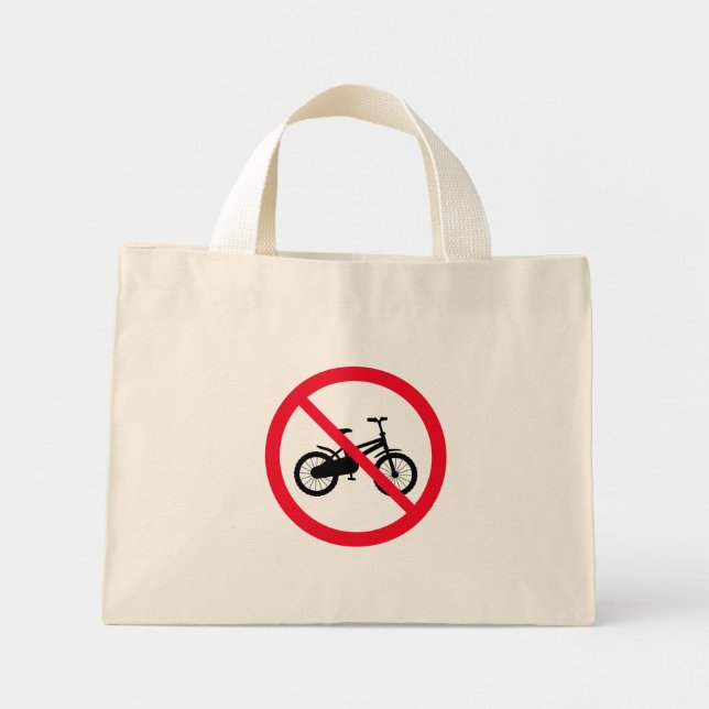 Bolso De Tela Diminuto No se prohíbe el Rótulo en bicicleta | Pequeña bol (Frente)