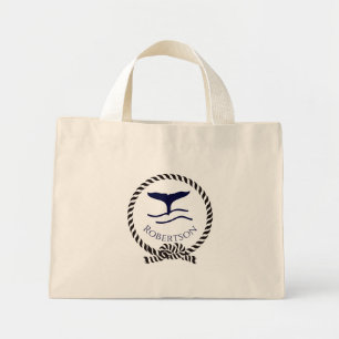 Bolso De Tela Diminuto Nombre costero náutico Naval de ballena Azul T