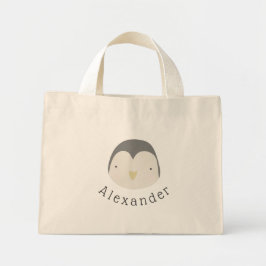Bolso De Tela Diminuto Nombre de personalizable Pingüino Cute