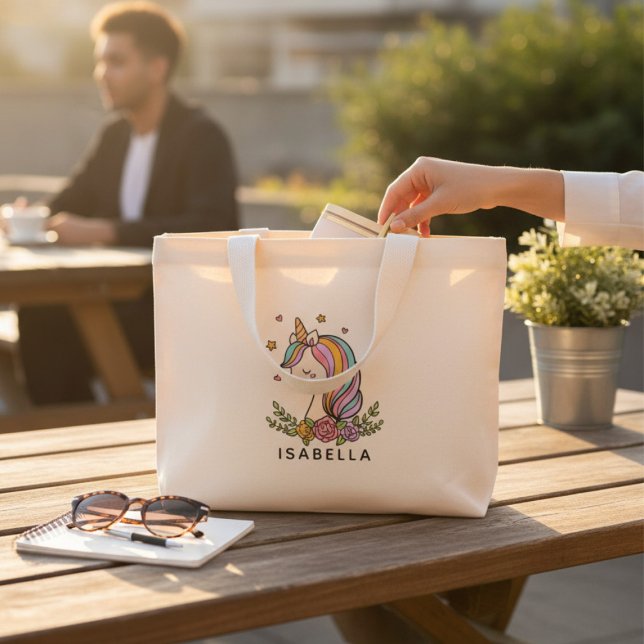 Bolso De Tela Diminuto Nombre Personalizado De Unicorn Cute Whimsical Gir (Subido por el creador)