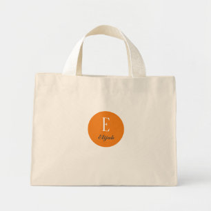 Bolso De Tela Diminuto Nombre personalizado del monograma de encendido