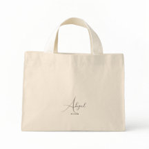 Nombre personalizado y fecha Tiny Tote regalo únic