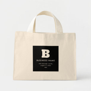 Bolso De Tela Diminuto Nombre y eslogan comercial editables Blanco y ne