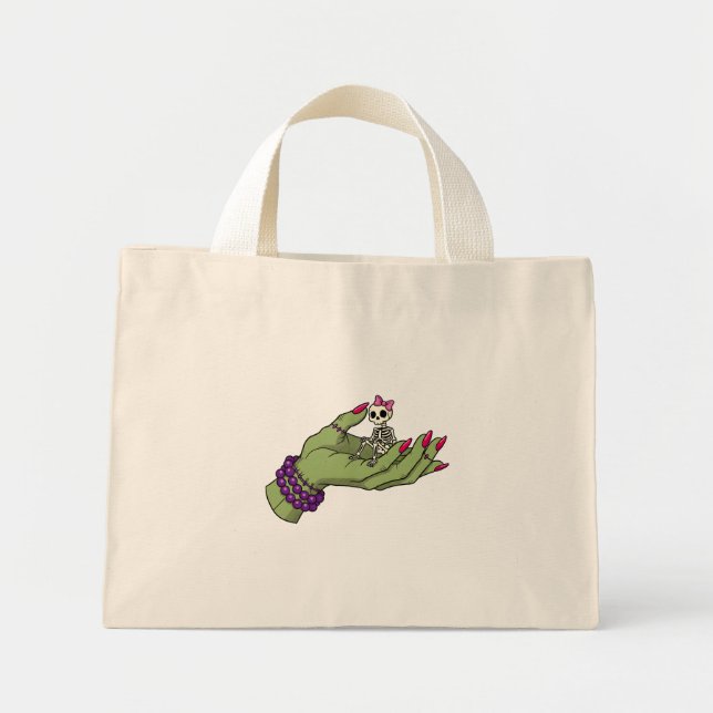 Bolso De Tela Diminuto Novia de Frankenstein con Skeleton Bow (Frente)