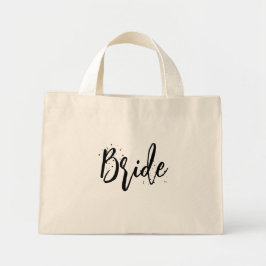 Bolso De Tela Diminuto Novia Lindo Divertido Script Caligrafía Simple Neg