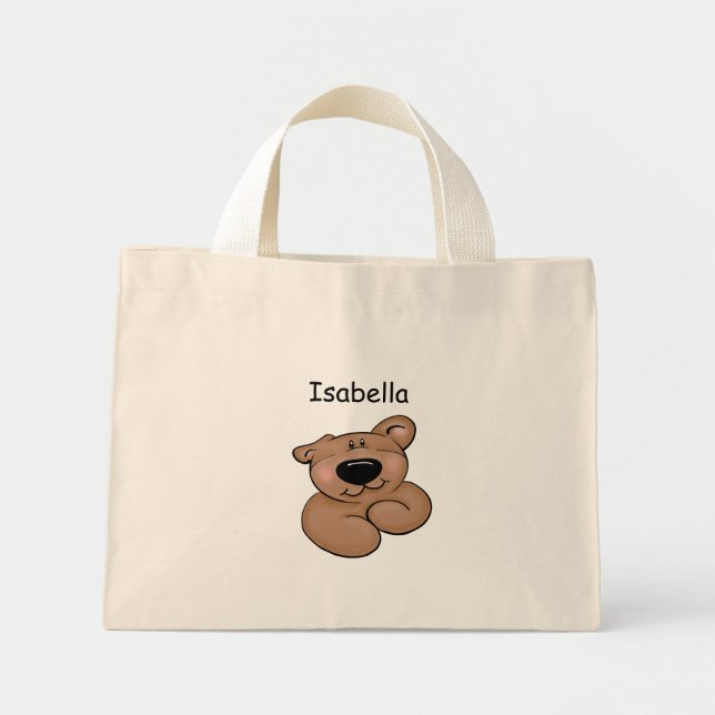 Bolso De Tela Diminuto Oso de peluche personalizado personalizado (Frente)