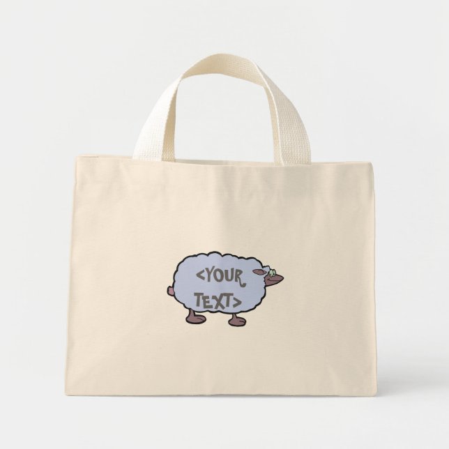 Bolso De Tela Diminuto Oveja azul,<YOUR TEXT> (Frente)