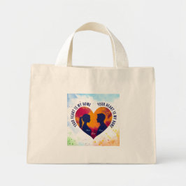 Bolso De Tela Diminuto Pareja Silueta Corazón "Tu Corazón Es Mi Corazón"
