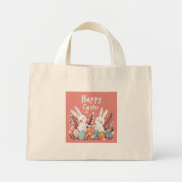Bolso De Tela Diminuto Pastel Cute Dos Conejitos Ilustracion Tote Bag