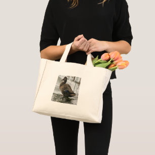 Bolso De Tela Diminuto Pato gris en la oscuridad del lago