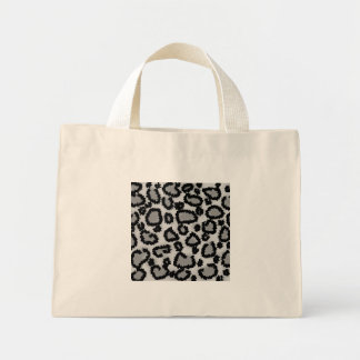 Bolso De Tela Diminuto Patrón de impresión de leopardo, negro y gris.