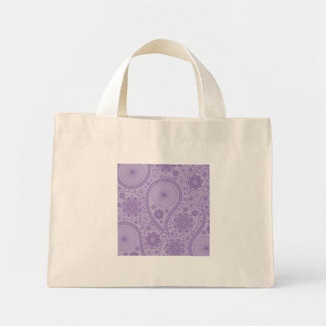 Bolso De Tela Diminuto Patrón de paisajes púrpura (Frente)