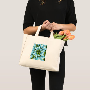 Bolso De Tela Diminuto Patrón de tulipán azul Pastel