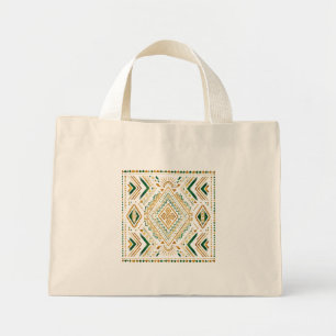 Bolso De Tela Diminuto Patrón geométrico africano de oro esmeralda