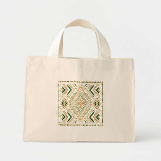 Bolso De Tela Diminuto Patrón geométrico africano de oro esmeralda