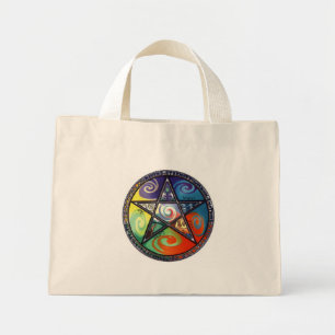 Bolso De Tela Diminuto Pentáculo de Wiccan - Elementos