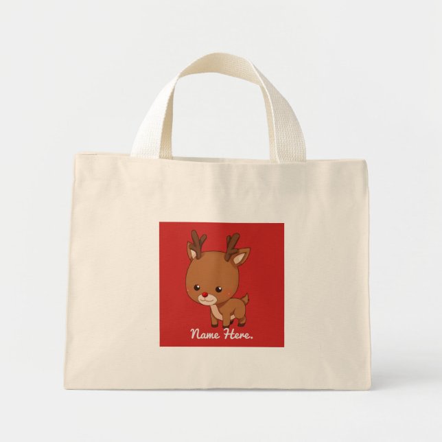 Bolso De Tela Diminuto Pequeño reno lindo (Frente)