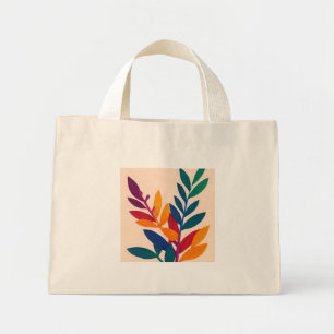 Bolso De Tela Diminuto Pequeño Tote de hojas coloridas minimalistas