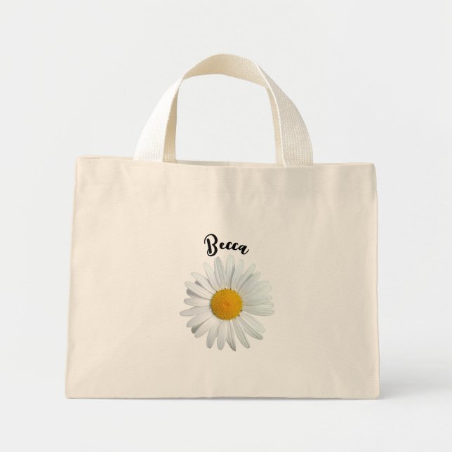 Bolso De Tela Diminuto Perky White Daisy Flower Personalized (Frente)