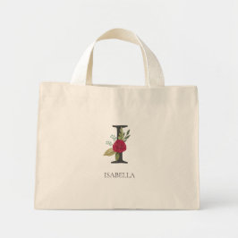 Bolso De Tela Diminuto Personalizable floral moderno letra monogramada I