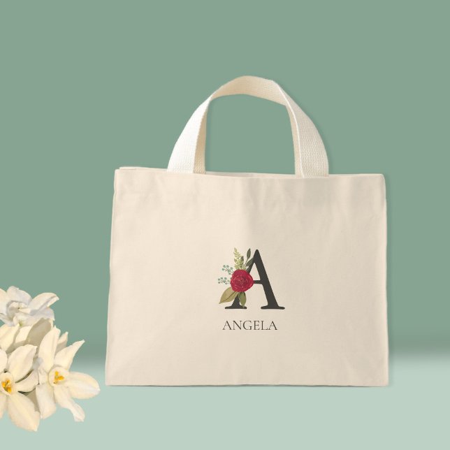 Bolso De Tela Diminuto Personalizable floral moderno monogramado (Subido por el creador)