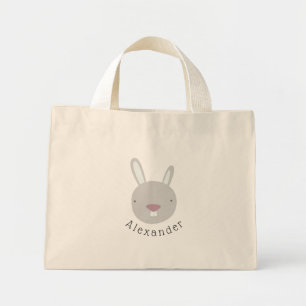 Bolso De Tela Diminuto Personalizable Nombre Conejo Cute
