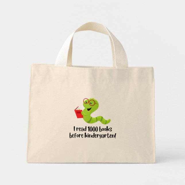Bolso De Tela Diminuto Personalizado 1000 Libros antes del Tote de la Bib (Frente)