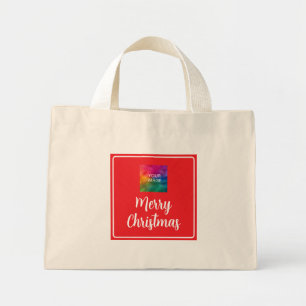 Bolso De Tela Diminuto Personalizado carga tu foto o logotipo Feliz Navid