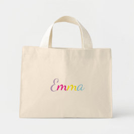 Bolso De Tela Diminuto Personalized Rainbow Name Tote Bag