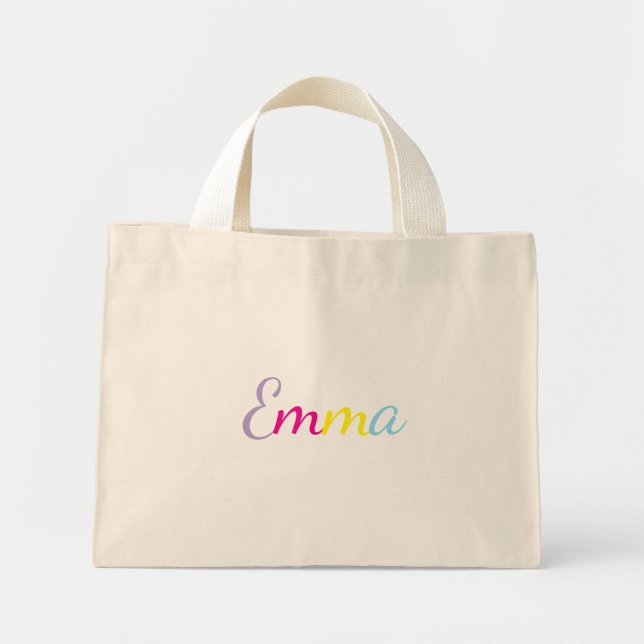 Bolso De Tela Diminuto Personalized Rainbow Name Tote Bag (Frente)