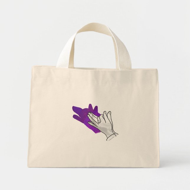 Bolso De Tela Diminuto Púrpura Lobo de Mano (Frente)